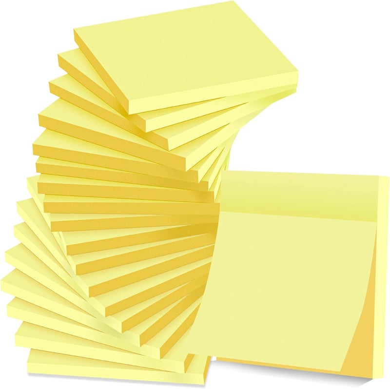 vipstar (18 Pack) Sticky Notes 3x3 in Yellow, Strong Adhesive, Clean Removal, Recyclable, Self-Stick Pads, Easy to Post for Home, Office, Notebook - Image 1